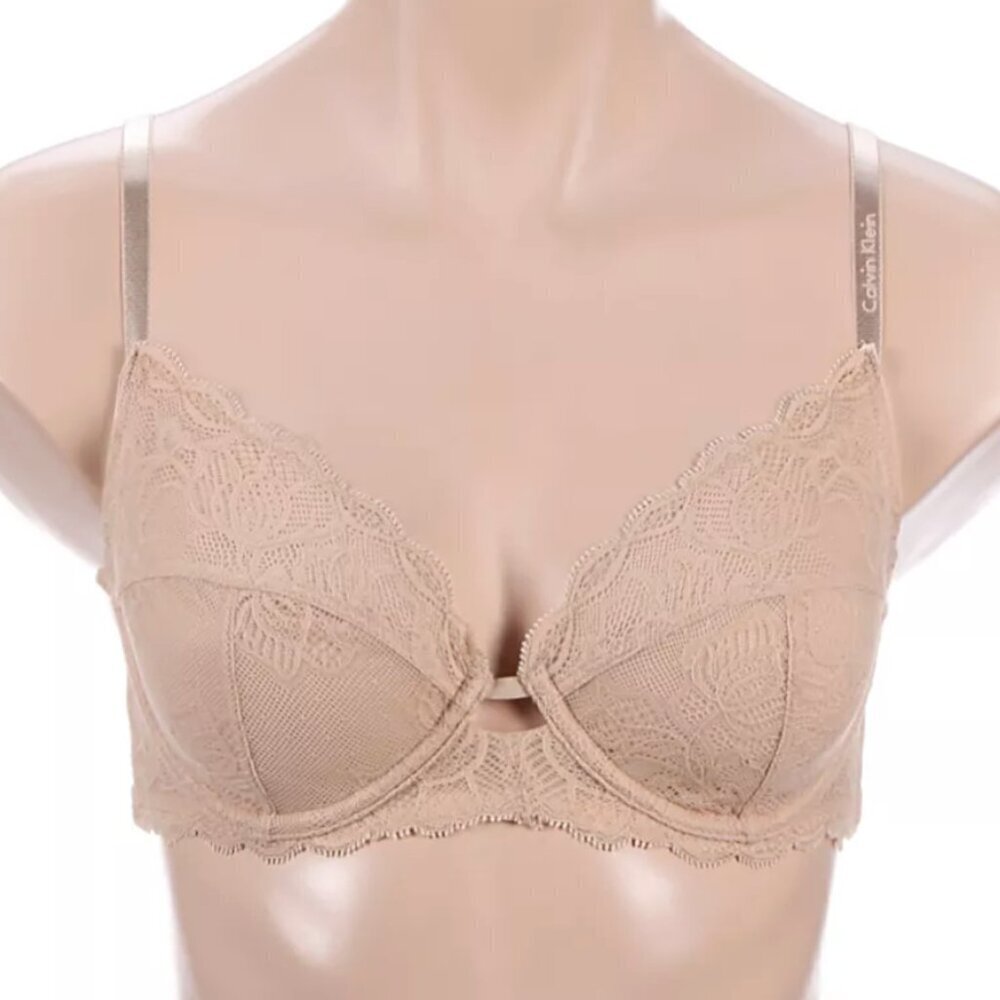 NWT Calvin Klein Seductive Comfort Lace Unlined Full Coverage Bra QF1741, 34D